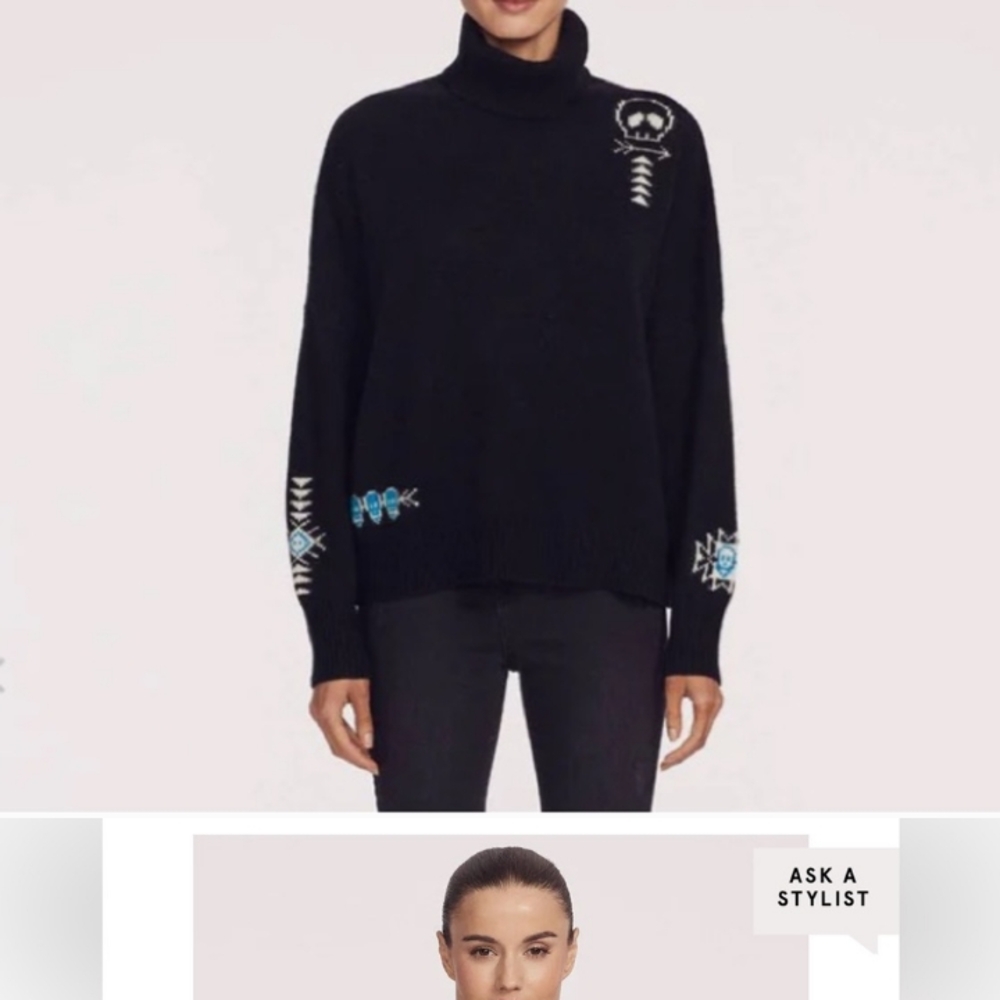 Cashmere Florence Skull Rollneck Jumper  Sweater